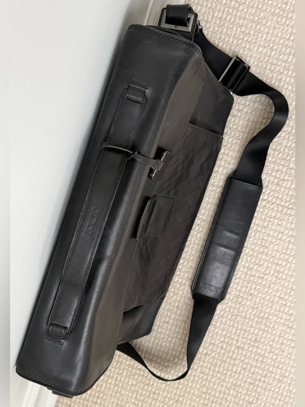 Tumi Black Leather Embossed Briefcase